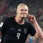 "Erling Haaland celebrates scoring for Norway at the 2026 FIFA World Cup"