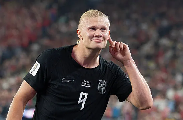 "Erling Haaland celebrates scoring for Norway at the 2026 FIFA World Cup"